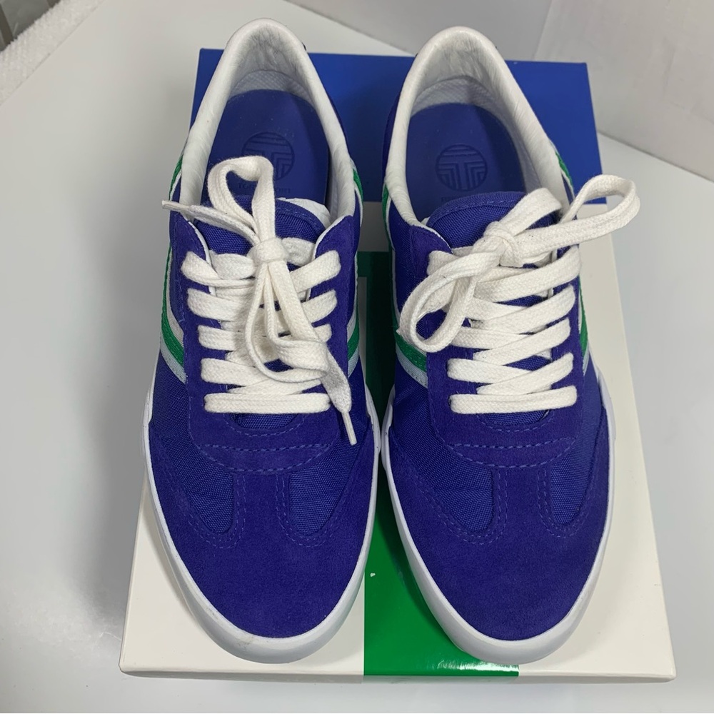 Tory Burch Tory Sport Graphic Lace Up Sneakers Blue‎ Green White Size 7